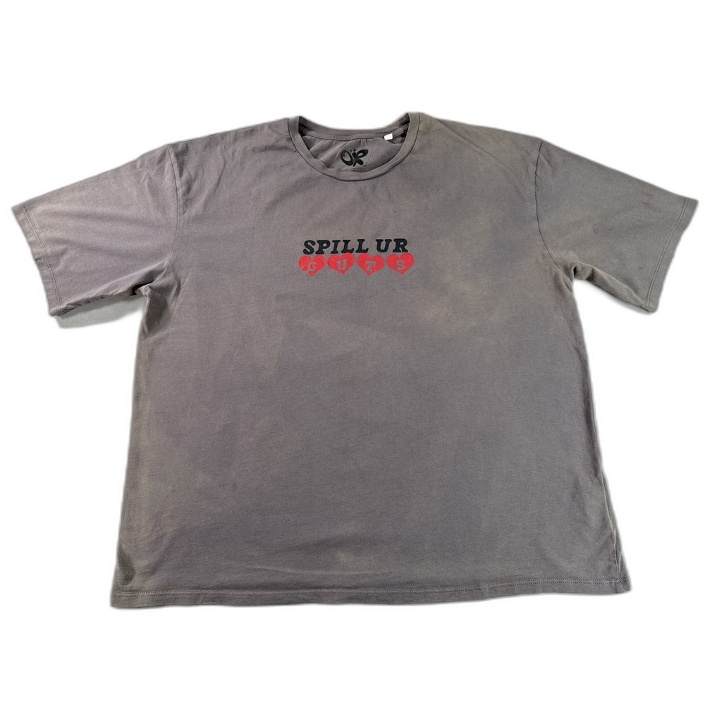 Unbranded Spill Ur Guts Music Graphic Tee L Gray Cotton Short‎ Sleeve Crewneck